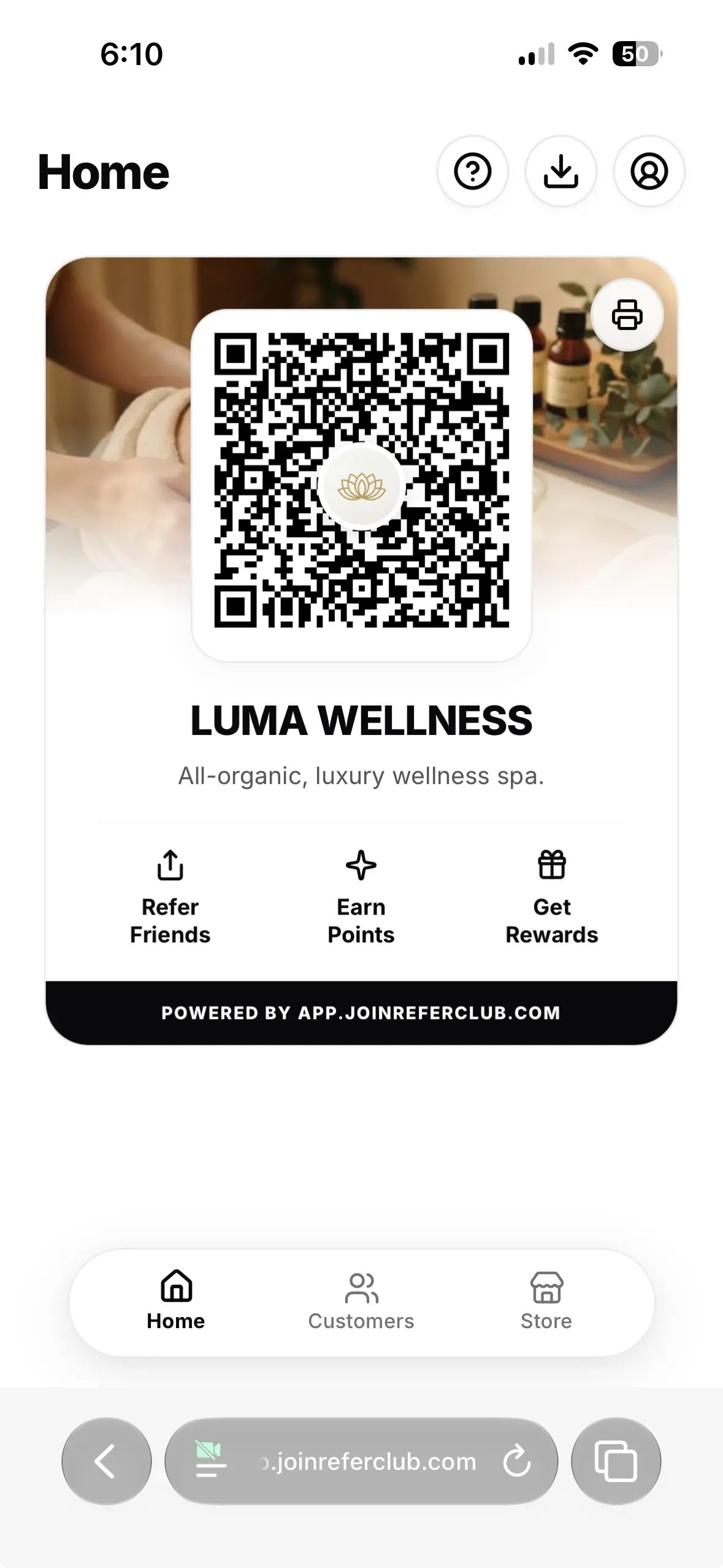 Store Counter QR screen on iPhone 15 Pro